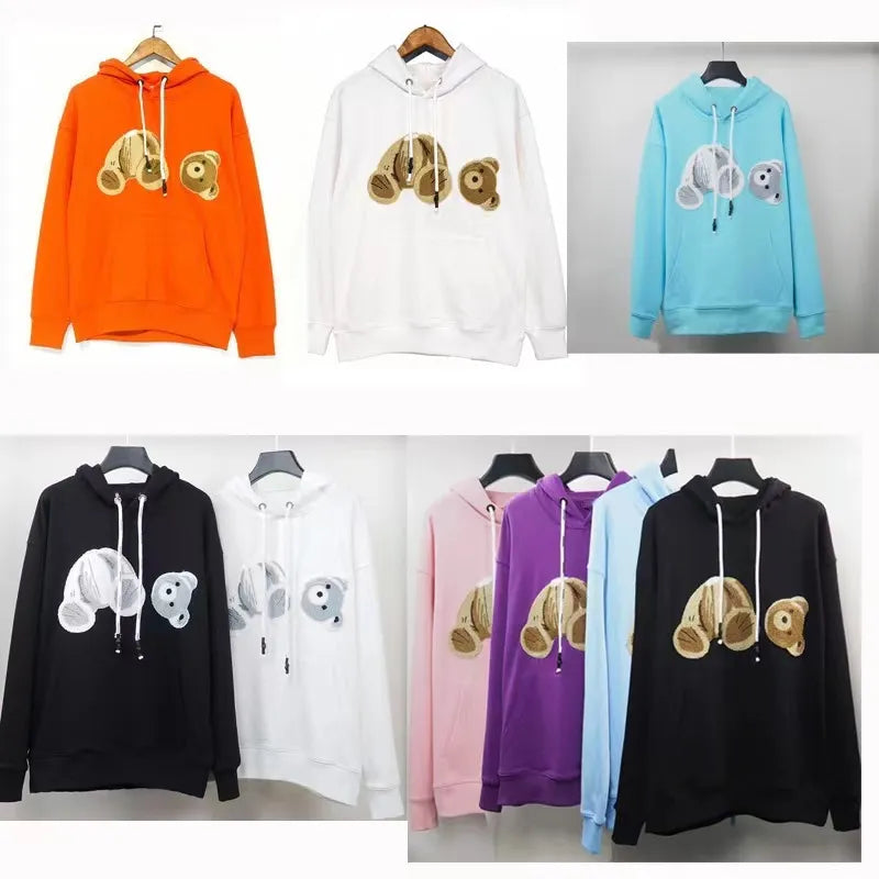 New Fashionable High Quality Hoodie Sweatshirt Worn Bear Sweatshirt Teddy Bear Fashion Loop Fabric Explosion Sweater Style Men's and Women's European Sizes S-XL