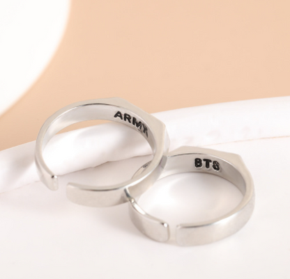 sengpan western jewelry for women Halloween gift 1 Pair Kpop Bangtan Boys ARMY Letter Couple Ring Trend  New Boxed Adjustable Lovers Ring Fashion Jewelry Accessories