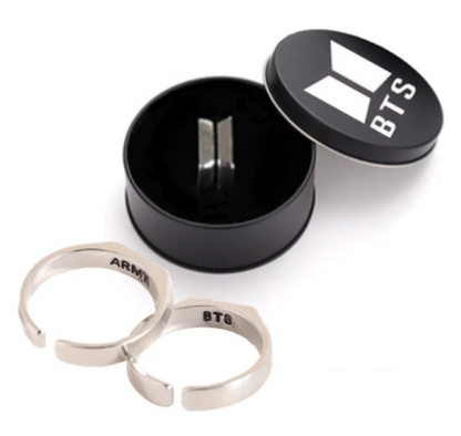 sengpan western jewelry for women Halloween gift 1 Pair Kpop Bangtan Boys ARMY Letter Couple Ring Trend  New Boxed Adjustable Lovers Ring Fashion Jewelry Accessories