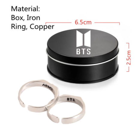 sengpan western jewelry for women Halloween gift 1 Pair Kpop Bangtan Boys ARMY Letter Couple Ring Trend  New Boxed Adjustable Lovers Ring Fashion Jewelry Accessories