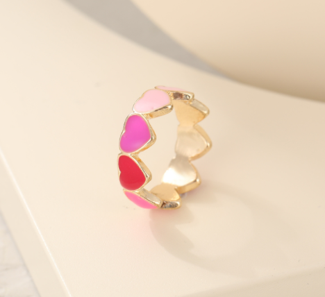 sengpan Christmas gifts ideas Jewelry New Colorful Adjustable Ring for Women Glossy Love Heart Rings Peach Heart Ring Exquisite Y2k Trend Jewelry