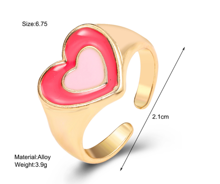 sengpan Christmas gifts ideas Jewelry New Colorful Adjustable Ring for Women Glossy Love Heart Rings Peach Heart Ring Exquisite Y2k Trend Jewelry