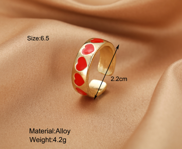 sengpan Christmas gifts ideas Jewelry New Colorful Adjustable Ring for Women Glossy Love Heart Rings Peach Heart Ring Exquisite Y2k Trend Jewelry