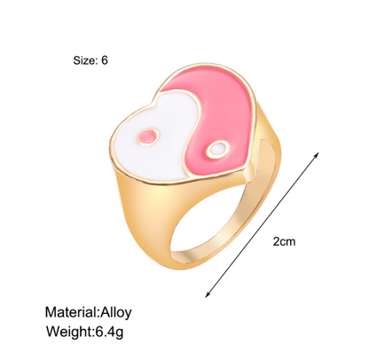 sengpan Christmas gifts ideas Jewelry New Colorful Adjustable Ring for Women Glossy Love Heart Rings Peach Heart Ring Exquisite Y2k Trend Jewelry