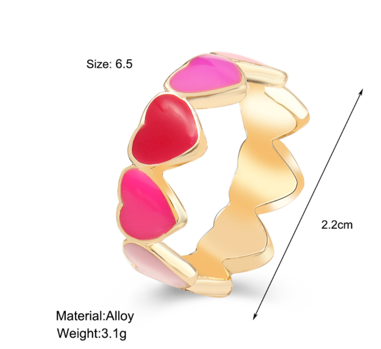 sengpan Christmas gifts ideas Jewelry New Colorful Adjustable Ring for Women Glossy Love Heart Rings Peach Heart Ring Exquisite Y2k Trend Jewelry