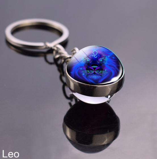 sengpan Christmas wishlist Luminous Keychain Glow In The Dark 12 Zodiac Sign Sphere Ball Crystal Key Rings Scorpio Leo Gemini Constellation Birthday Gift