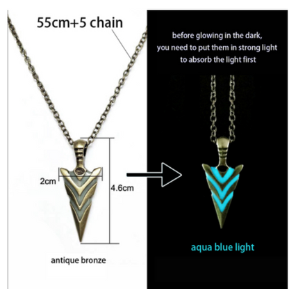 sengpan Christmas wishlist Luminous Glowing Arrow Pendant Necklace Knight Spear Necklace Glow In The Dark Pike Necklace for Women Men Halloween Gift