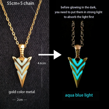 sengpan Christmas wishlist Luminous Glowing Arrow Pendant Necklace Knight Spear Necklace Glow In The Dark Pike Necklace for Women Men Halloween Gift