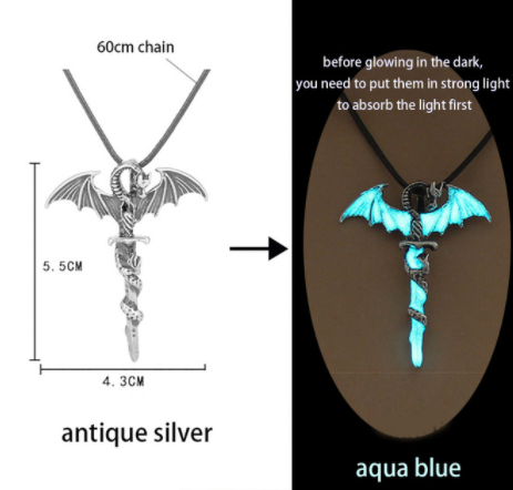 sengpan Christmas wishlist Luminous Glowing Arrow Pendant Necklace Knight Spear Necklace Glow In The Dark Pike Necklace for Women Men Halloween Gift