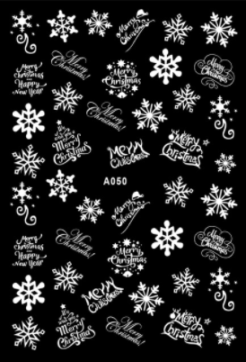 sengpan Christmas gifts ideas Merry Christmas Nail Art Decals Decoration Self Adhesive Nail Art Stickers Manicure Design White Snow Sticker for Nail Design