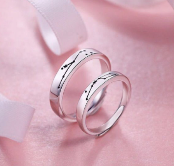 sengpan CHEISTMAS gifts for her 2 Pcs Sun Moon Lover Couple Rings Simple Opening Ring For Couple Men Women Wedding Engagement Promise Valentine's Day Jewelry