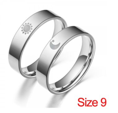 sengpan CHEISTMAS gifts for her 2 Pcs Sun Moon Lover Couple Rings Simple Opening Ring For Couple Men Women Wedding Engagement Promise Valentine's Day Jewelry