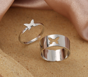 sengpan CHEISTMAS gifts for her 2 Pcs Sun Moon Lover Couple Rings Simple Opening Ring For Couple Men Women Wedding Engagement Promise Valentine's Day Jewelry