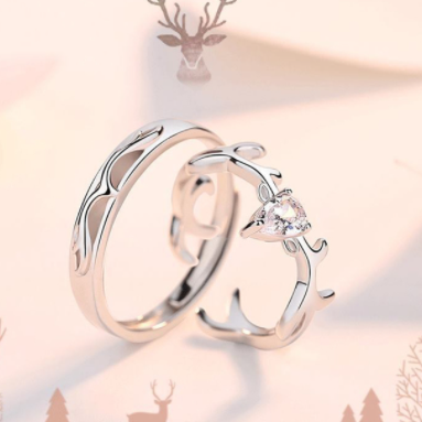 sengpan CHEISTMAS gifts for her 2 Pcs Sun Moon Lover Couple Rings Simple Opening Ring For Couple Men Women Wedding Engagement Promise Valentine's Day Jewelry