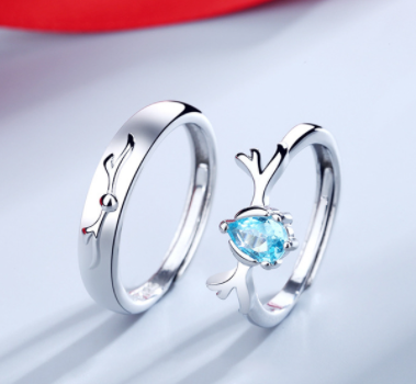 sengpan CHEISTMAS gifts for her 2 Pcs Sun Moon Lover Couple Rings Simple Opening Ring For Couple Men Women Wedding Engagement Promise Valentine's Day Jewelry