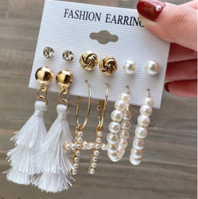 sengpan Christmas wishlist Hot Sale Gold Geometric Pearl Drop Earrings for Women New Trendy Circle Earrings Jewelry Female Fashion Statement