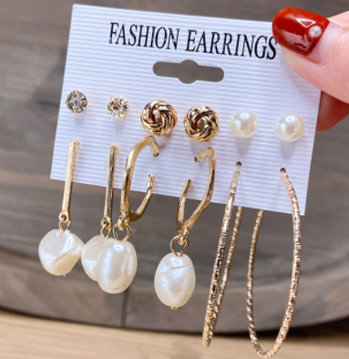 sengpan Christmas wishlist Hot Sale Gold Geometric Pearl Drop Earrings for Women New Trendy Circle Earrings Jewelry Female Fashion Statement