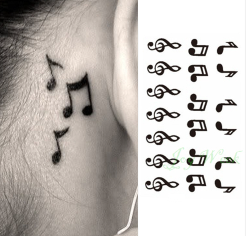 sengpan Waterproof Temporary Tattoo sticker on ear finger music note bird stars line streak henna tatto flash tatoo fake for women 24