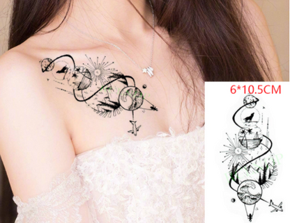 sengpan Waterproof Temporary Tattoo sticker on ear finger music note bird stars line streak henna tatto flash tatoo fake for women 24