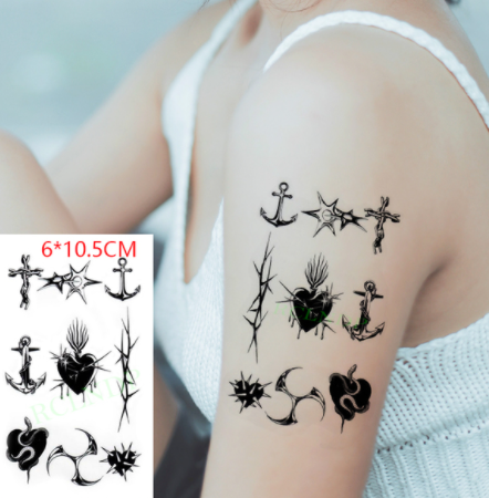 sengpan Waterproof Temporary Tattoo sticker on ear finger music note bird stars line streak henna tatto flash tatoo fake for women 24