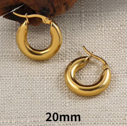 sengpan Gold Silver Color Stainless Steel Hoop Earrings for Women Small Simple Round Circle Huggies Ear Rings Steampunk Accessories