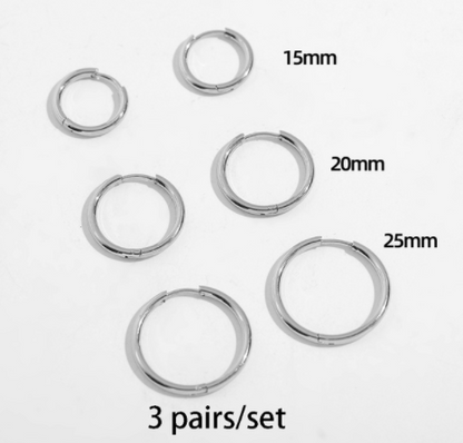 sengpan Gold Silver Color Stainless Steel Hoop Earrings for Women Small Simple Round Circle Huggies Ear Rings Steampunk Accessories