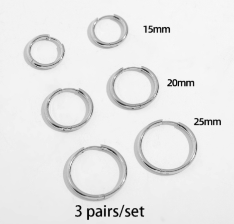 sengpan Gold Silver Color Stainless Steel Hoop Earrings for Women Small Simple Round Circle Huggies Ear Rings Steampunk Accessories