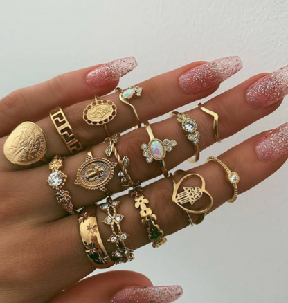 sengpan gifts for women 9Pcs/Set Gothic Metal Knuckle Rings For Women Irregular Geometric Ring Vintage Women Party Jewelry Gift