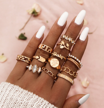 sengpan gifts for women 9Pcs/Set Gothic Metal Knuckle Rings For Women Irregular Geometric Ring Vintage Women Party Jewelry Gift