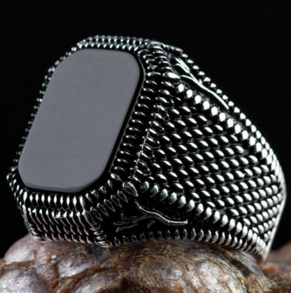 sengpan father's day gifts  Retro Handmade Turkish Ring For Men Vintage Double Swords Black Zircon Rings Punk Trendy Islamic Religious Muslim Jewelry