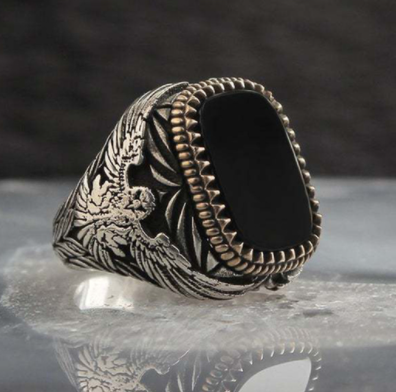 sengpan father's day gifts  Retro Handmade Turkish Ring For Men Vintage Double Swords Black Zircon Rings Punk Trendy Islamic Religious Muslim Jewelry