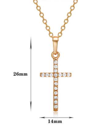 sengpan New Year's gifts for women Fashion Simple Cross Necklace Gold Silver Color Crystal Jesus Cross Pendant Necklace For Men Women Couple Jewelry Gift