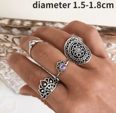 sengpan father's day gifts  15Pcs/Set Aesthatic Vintage Ring Set Man Personality Punk Set Of Ring Set Gothic Mens Rings For Women Grunge Jewelry Wholesale