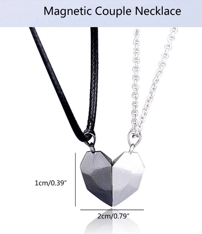 sengpan christmas wishlist gifts hot sale new 2Pcs Magnetic Couple Necklace Lovers Heart Pendant Distance Faceted Charm Necklace Women Valentine's Day Gift