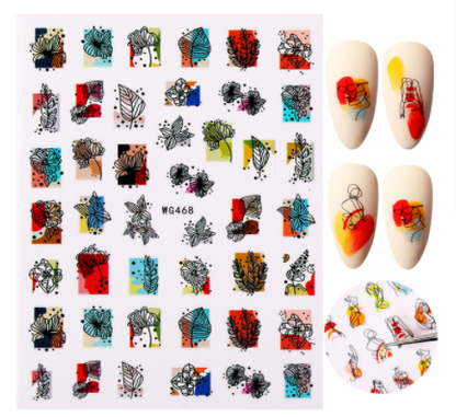 sengpan CHEISTMAS gifts for her Valentine's Day Flowers Rose Red Black Sliders Adhesive Decoration Nail Art Stickers Russian Design 3D Adhesive Slider Decals