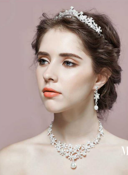 sengpan bridal jewelry set for wedding Wedding Bride Jewelry Sets Pearl Tiara Necklace Earrings Sets for Women Hair Accessories Crowns Necklace Set Tiaras Diadema