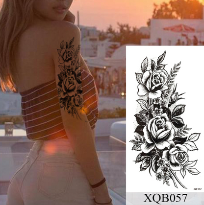 sengpan Waterproof Temporary Tattoo Sticker Flower Rose Flash Tattoos Lalash Tattoos Snake Lion Body Art Arm Fake Sleeve Tatoo Women