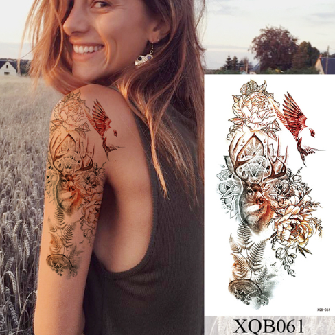 sengpan Waterproof Temporary Tattoo Sticker Flower Rose Flash Tattoos Lalash Tattoos Snake Lion Body Art Arm Fake Sleeve Tatoo Women