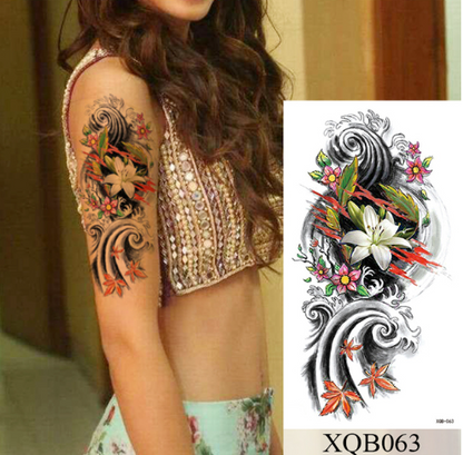 sengpan Waterproof Temporary Tattoo Sticker Flower Rose Flash Tattoos Lalash Tattoos Snake Lion Body Art Arm Fake Sleeve Tatoo Women