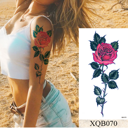 sengpan Waterproof Temporary Tattoo Sticker Flower Rose Flash Tattoos Lalash Tattoos Snake Lion Body Art Arm Fake Sleeve Tatoo Women