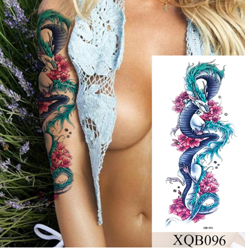 sengpan Waterproof Temporary Tattoo Sticker Flower Rose Flash Tattoos Lalash Tattoos Snake Lion Body Art Arm Fake Sleeve Tatoo Women