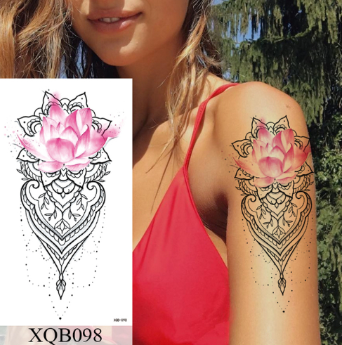 sengpan Waterproof Temporary Tattoo Sticker Flower Rose Flash Tattoos Lalash Tattoos Snake Lion Body Art Arm Fake Sleeve Tatoo Women