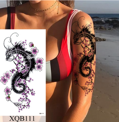 sengpan Waterproof Temporary Tattoo Sticker Flower Rose Flash Tattoos Lalash Tattoos Snake Lion Body Art Arm Fake Sleeve Tatoo Women