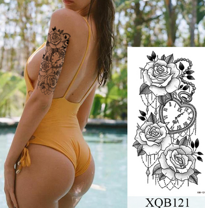 sengpan Waterproof Temporary Tattoo Sticker Flower Rose Flash Tattoos Lalash Tattoos Snake Lion Body Art Arm Fake Sleeve Tatoo Women