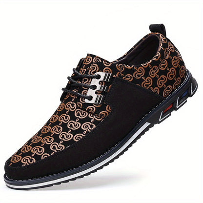 Mens Superfine Fiber Derby Shoes - Lace-up Front, Geometric Pattern, PU Insole, Rubber Sole, Solid Color Design - Ideal for Office, Business, Formal, Black Tie Optional Events