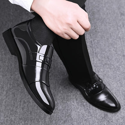 Mens PU Loafers - Slip-On Formal Shoes with Rubber Soles and PU Insoles for Business Office, Spring, Summer, and Autumn Wear - Easy to Wear and Comfortable