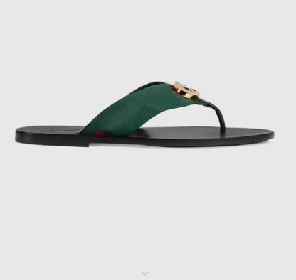 Summer luxury G Sandals Designer women Flip flops Slipper Fashion Genuine Leather slides Metal Chain Ladies Casual shoes