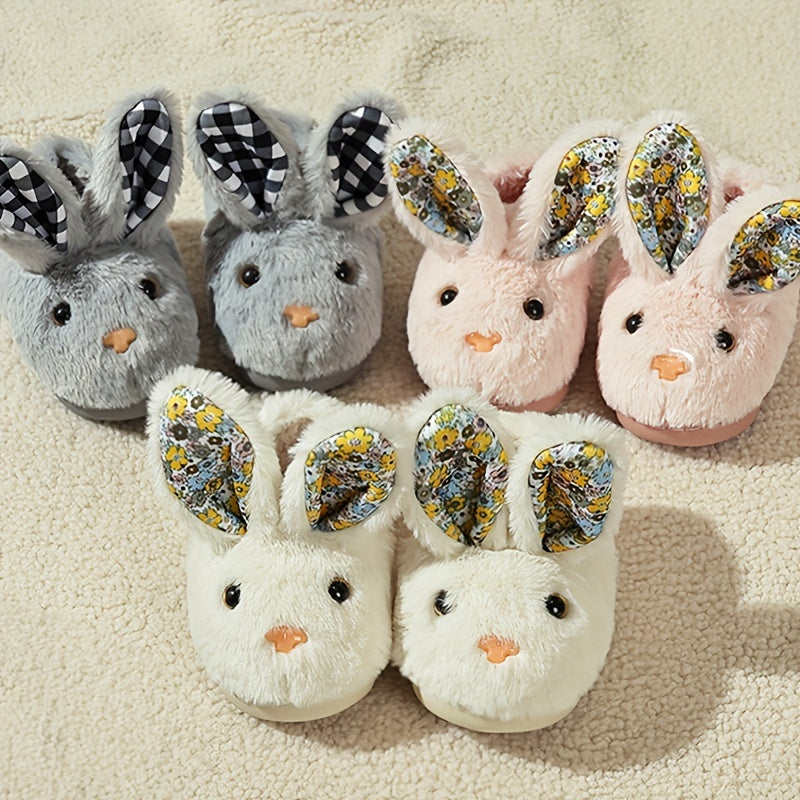 Girls' Adorable Bunny Fuzzy Slippers-Non-Slip Sole-Comfy Warm Indoor Footwear-Perfect for Chilly Seasons