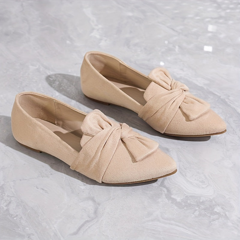 Women's Pointed-Toe Flats, Casual Bow-Tie Soft Sole Loafers, Comfortable Slip-On Shoes