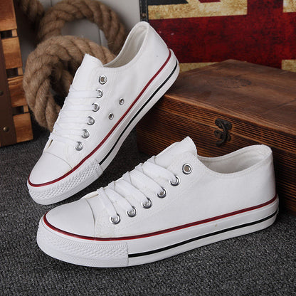 sengpashop New Canvas Shoes Men's Fashion Shoes Men's Casual Couple Men's Shoes Students Korean Style Lace-up Low-Top Sneakers Students